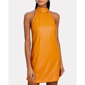 Staud Sicily Vegan Leather Mini Dress Honey Size 2